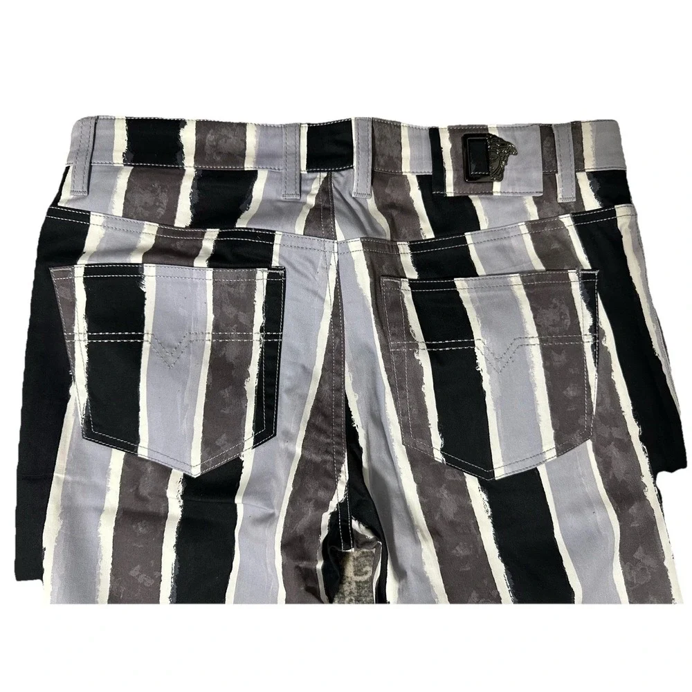 Versace Collection‎ Men's Slim Fit Striped Pants Black Gray 32W New